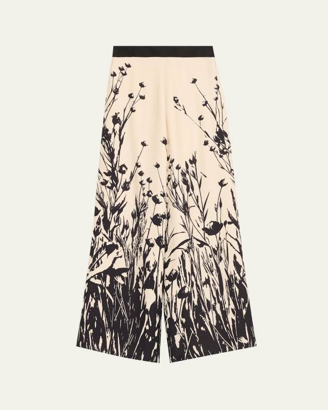 Kristofer Campo Di Lino-Print Silk Wide-Leg Trousers